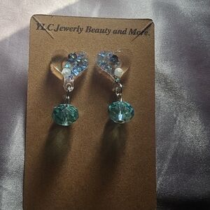 Blue Heart Drop Earrings